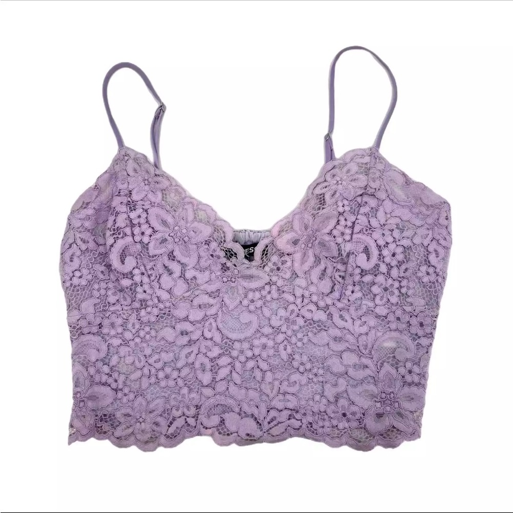 Express Cropped Lace Trim Bralette Cami
